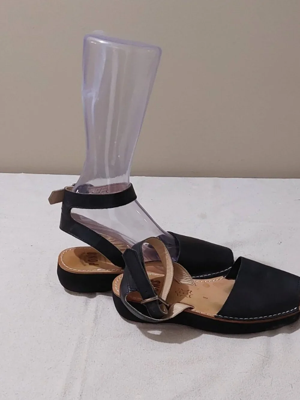 Pons Avarca Authentic Ankle-Strap Leather Sandals Black Size: 8 - Picture 3 of 6